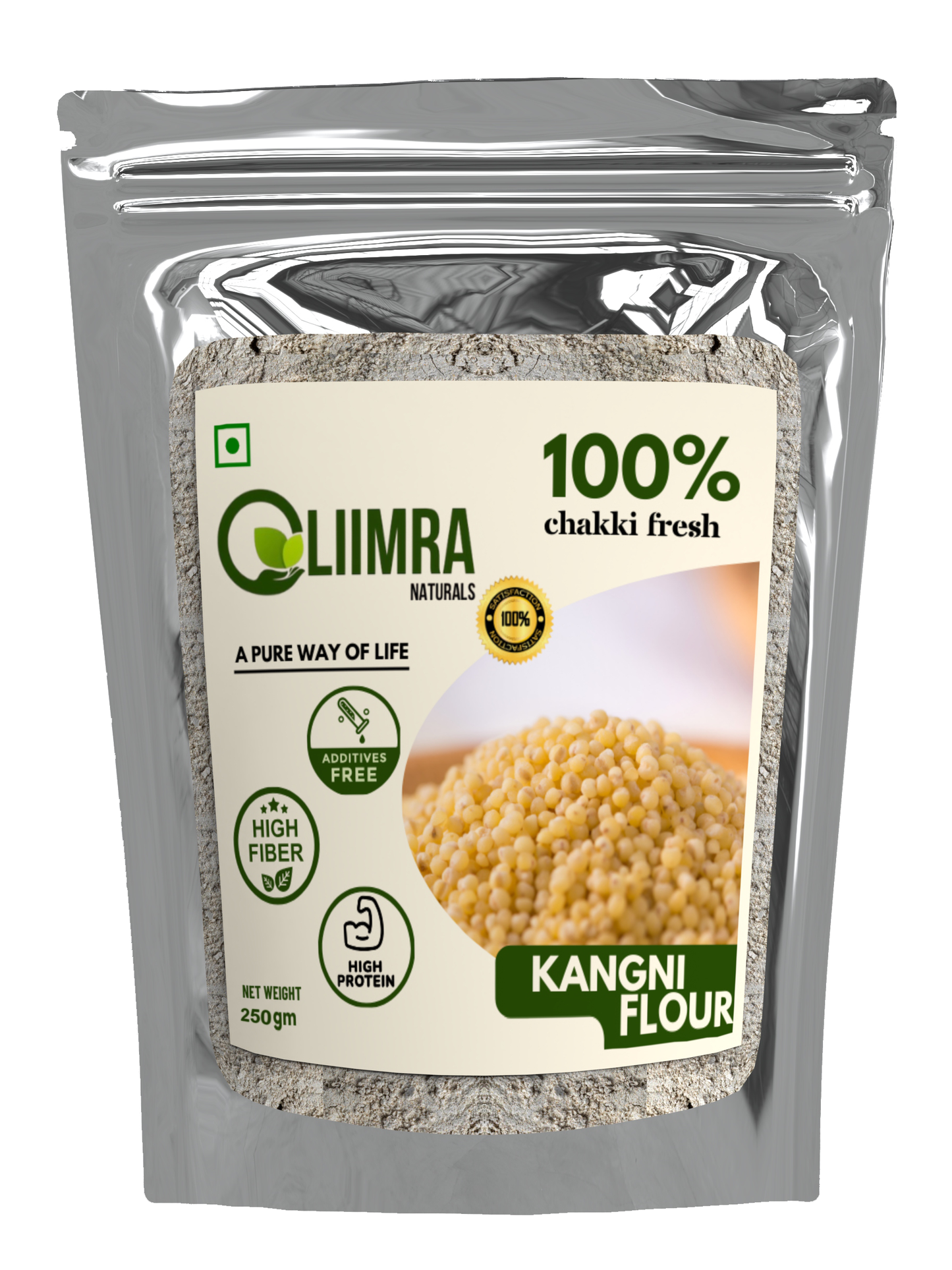 Liimra Naturals Foxtail Kangni Millet Flour - High Fiber, Protein-Packed, Low GI, Gluten-Free, Mineral Rich,, 100% Chakki Fresh Flour (250 Gram) Liimra Naturals