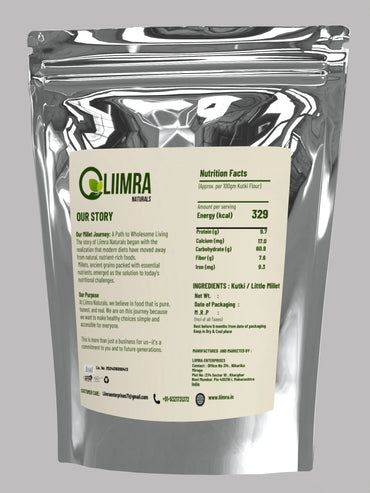 Liimra Naturals Little Millet Kutki Flour - High Fiber, Protein-Packed, Low GI, Gluten-Free , Mineral Rich, 100% Chakki Fresh Flour (250 Gram) Liimra Naturals